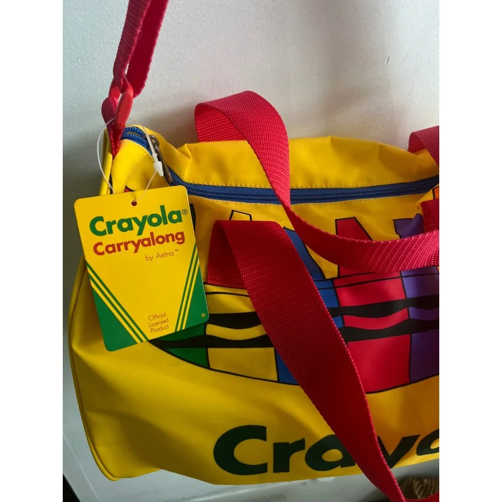 Vintage Crayola Carryalong Bag by Aetna NOS New With Tags Yellow Rainbow School